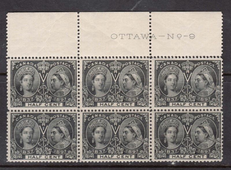 Canada #50 NH Mint Plate #9 Block Of Six