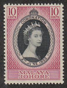 Malaya/Johore Coronation Issue (Scott # 155) MVLH