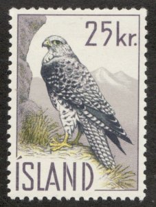 1960 Iceland Island Sc# 323 - 25 Kr. Gyrfalcon bird - MH Cv$15