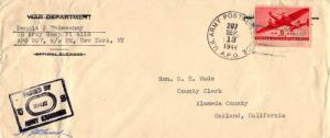 United States A.P.O.'s 6c Transport 1944 U.S. Army Postal Service, A.P.O. 207...