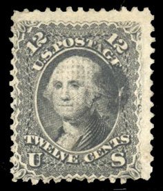 United States, 1867 Issue #90 Cat$400, 1967 12c black, used, slight overall t...
