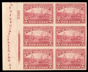 United States, 1904-9 #373 Cat$375, 1909 2c carmine, left margin plate block ...