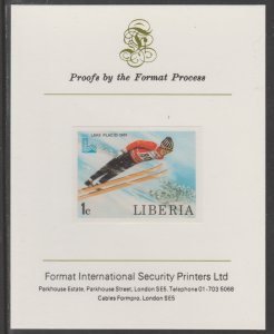 LIBERIA 1980 LAKE PLACID OLYMPICS  imperf proof mounted on Format Int Proof Card