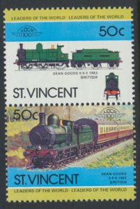 St. Vincent  SC# 750a-b  MNH Trains Locomotives se-tenant pair 1984 see detai...