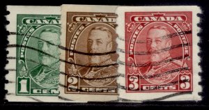 CANADA GV SG352-354, 1935 coil stamps set, FINE USED. Cat £21.