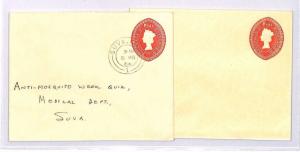 FIJI STATIONERY Unused + Used REGISTERED Letters {2} 1965 BP32