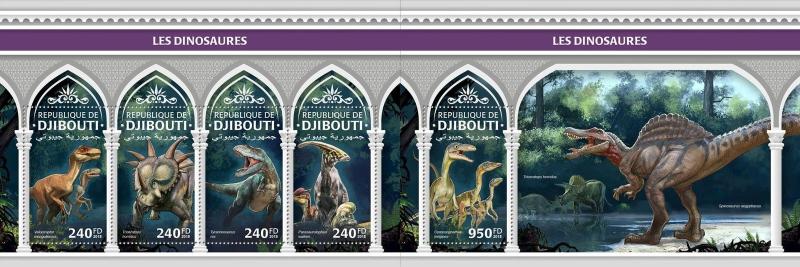 Z08 DJB18315ab Djibouti 2018 Dinosaurs MNH ** Postfrisch Set