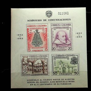 COLOMBIA Sc C266aNH SOUVENIR SHEET OF 1953 - COLLEGE - (CT5)