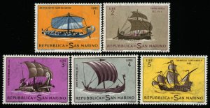 SAN MARINO Sc 540-44 MNH - 1963 - Ancient Ships - See Description