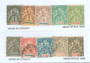 Martinique #33-41/43 Unused