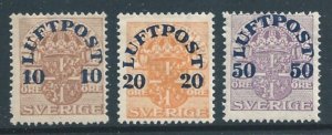 Sweden #C1-3 MH Official Stamp Issues Surcharged