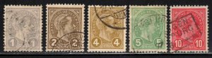 Luxembourg #70-74 ~ Cplt Set of 5 ~ Grand Duke Adolphe ~ Used  (1895)