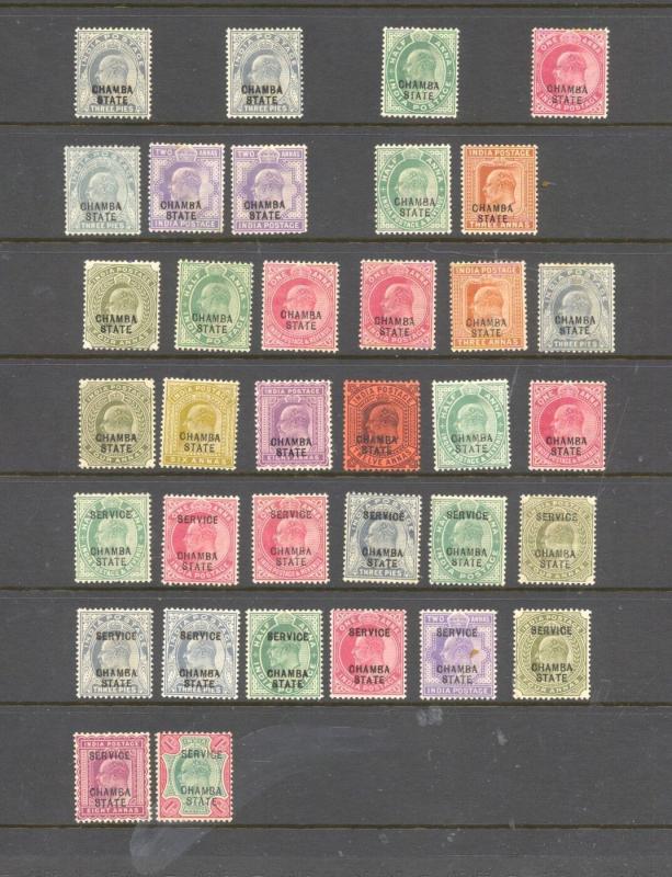  INDIA STATES  CHAMBA , EDWARD VII , 35 x stamps mounted mint.hcv 