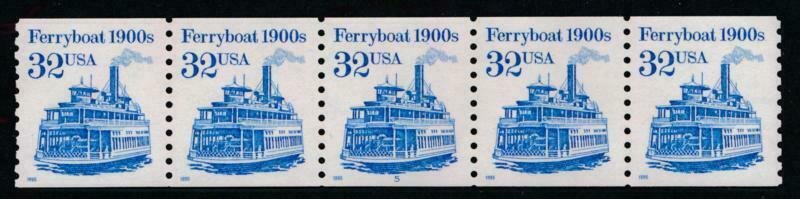 UNITED STATES 2466 MINT VF NH PNC STRIP OF 5., #5 BRIGHT BLUE