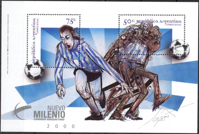 Argentina 1999 Entry into the year 2000 Football Soccer Art Paintings S/S MNH