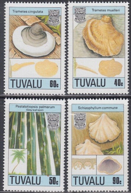 TUVALU Sc # 520-3 CPL MNH - DIFF TYPES of FUNGI, MUSHROOMS