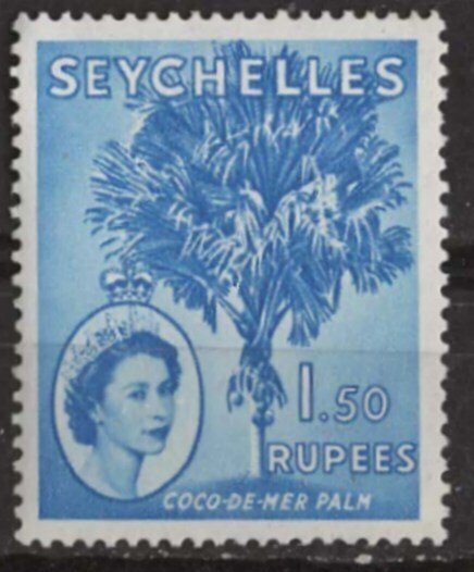 Seychelles # 187   QE II  Coco-de-Mer Palm  1.50Rp.   (1) Mint NH