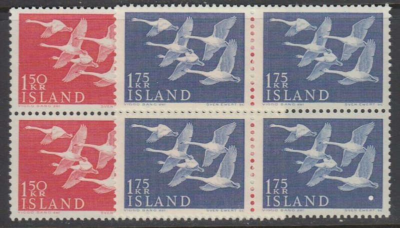Iceland, Scott 298-299, MNH block of four