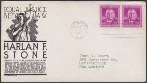 USA 1948 HARLAN F STONE - C Stephen Anderson FDC to New Zealand.............M463