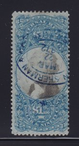 R122 F-VF used revenue stamp neat cancel with nice color cv $ 550 ! see pic !