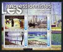 IVORY COAST - 2003 - Impressionists, G Seurat - Perf 4v Sheet-MNH-Private Issue