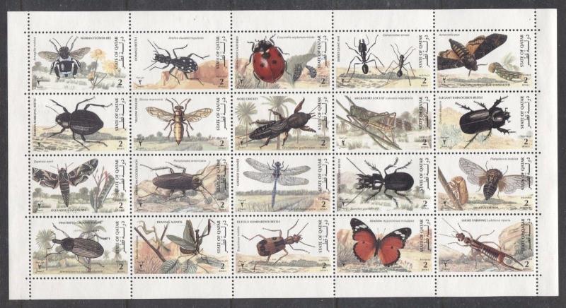 Qatar 905, MNH, Insects Beetles Dragonfly Spiders 1998. x28346