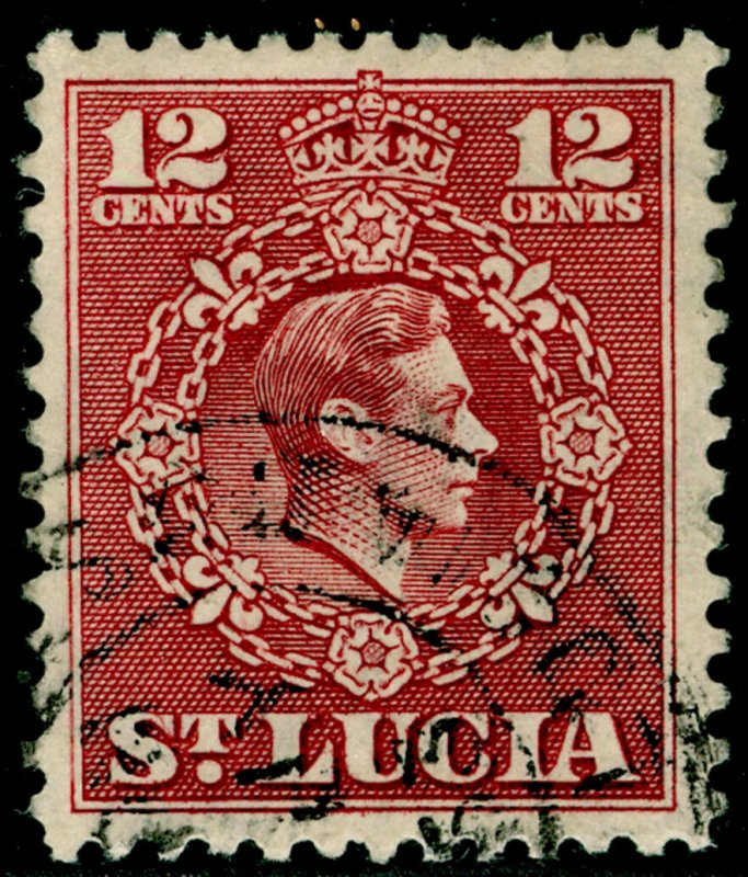 ST. LUCIA SG153, 12c claret, FINE USED. 