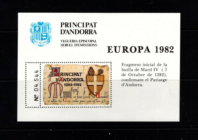 Andorra (French) 1982 Europa semi-official souvenir sheet VFMNH