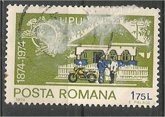 ROMANIA, 1974, used 1.75 l, UPU Emblem Scott 2489