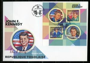 TOGO  2019  JOHN F. KENNEDY SHEET FIRST DAY COVER