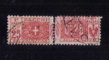 ITALY Scott #Q10 Back of Book USED Complete Pair Seperated Center F-VF