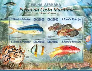 St Thomas - Colorful Fish - 4 Stamp Sheet - ST13208a