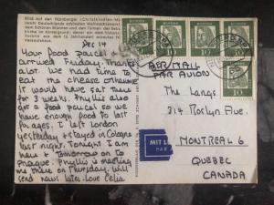 1964 Nuremberg Germany Christmas Postcard Cover To Quebec Canada