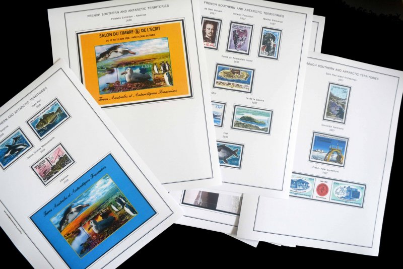 COLOR PRINTED TAAF: FRENCH ANTARCTICA 1955-2010 STAMP ALBUM PAGES (104 il.pages)