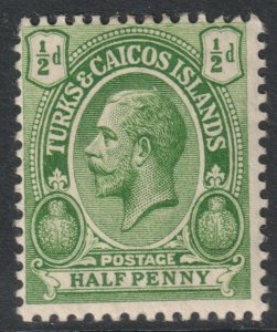 Turks Caicos Scott 25 - SG129, 1913 George V 1/2d MH*