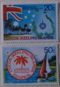 Cocos Keeling Islands 32-3 MNH Cat $0.90 Full Set Map, Flag Topical