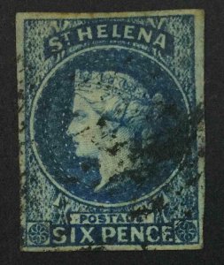 MOMEN: ST HELENA SG #1 1856 IMPERF USED £200 LOT #64041