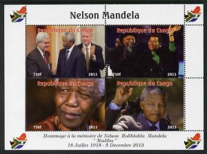 CONGO B. - 2013 - Nelson Mandela #3 - Perf 4v Sheet - Mint Never Hinged