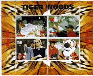 Somalia 1999 GOLF Tiger Woods & Kevin Cotsner Sheet (4) Perforated Mint (NH)