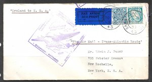 IRELAND 1939 Shannon to New York FFC Sc 70,76 First Flight Cover