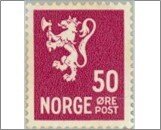 Norway Used NK 251   Posthorn and Lion III (no wmk) 50 Øre Lilac purple