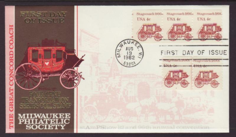 US 1898A Stagecoach PNC # 2 Milwaukee Philatelic U/A FDC