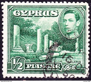 CYPRUS 1938 KGVI ½p Green SG152 Used