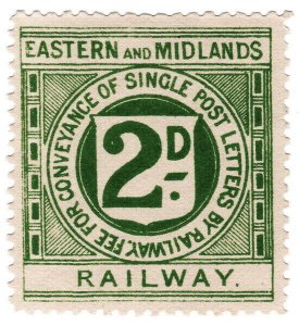 (I.B) Eastern & Midlands Railway : Letter Stamp 2d