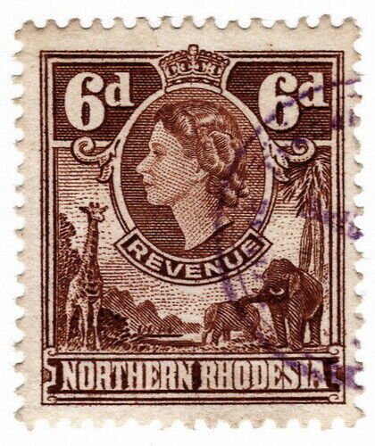 (I.B) Northern Rhodesia Revenue : Duty Stamp 6d