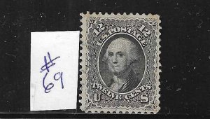 US #69 1861-62 WASHINGTON 12C (BLACK)- USED