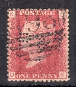 PENNY RED PLATE 123 WITH 'P & T' PERFIN