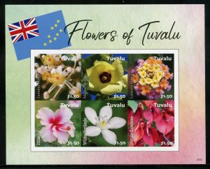 TUVALU 2020 FLOWERS OF TUVALU IMPERFORATE SHEET MINT NH