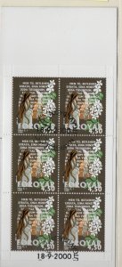 Faroe Islands Sc 387a 2000 Bible Verse stamp booklet pane in booklet used