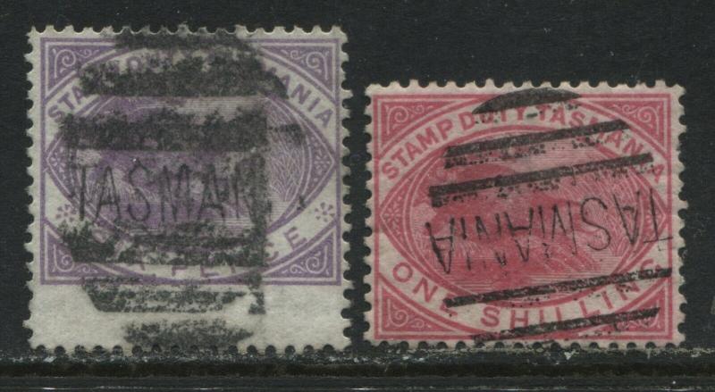 Tasmania 1880 Postal Fiscals 6d and 1/ both used